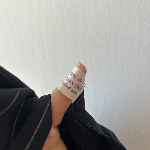 Eskandar Silk Jacket Womens XL Navy Pinstripe Open Front Poncho VTG - Picture 4 of 10